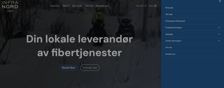 Bilde av nettside med åpen meny.